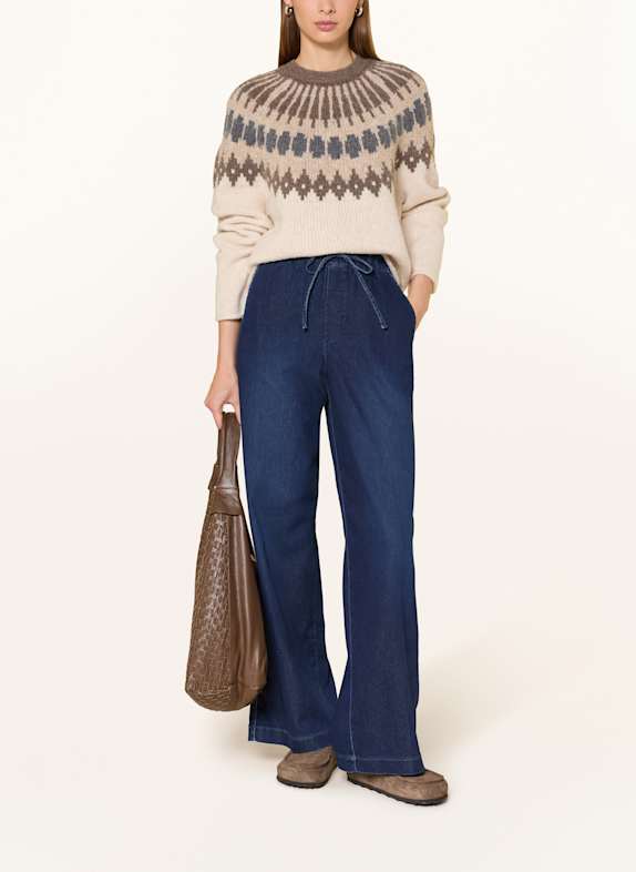 MAC Jeans Wide Fringe Damen Jeans In Winter Baby Blue – Gerade Passform, Weite Fußweite