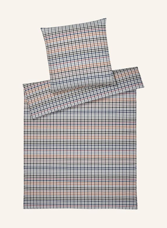 elegante Bettwäsche ABERDEEN DUNKELBLAU/ BLAUGRAU/ ECRU