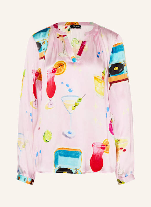 Grace Shirt blouse with silk PINK / LIGHT YELLOW / LIGHT BLUE