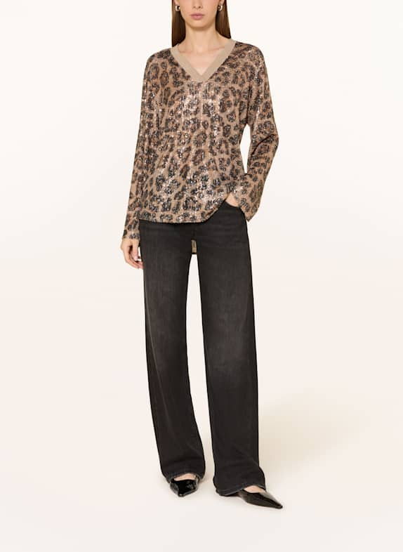 Grace Blouse met pailletten en glittergaren GOUD / DONKERGRIJS