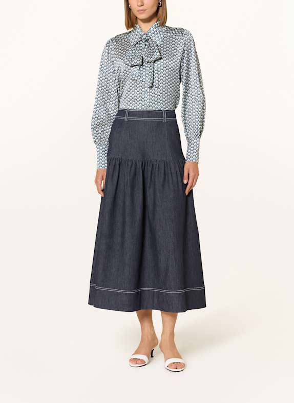 dea kudibal Seidenbluse aus Satin mit abnehmbarer Schluppe BLAUGRAU / WEISS / GRAU
