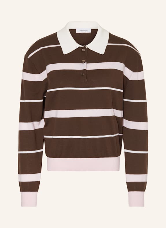 darling harbour Strick-Poloshirt dark brown / rose