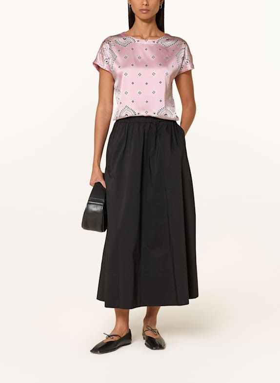 darling harbour Bluse i silke LYSEROSA / SORT / HVID