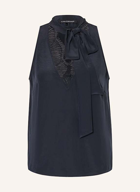 LUISA CERANO Blusentop mit Schluppe und Spitze DUNKELBLAU