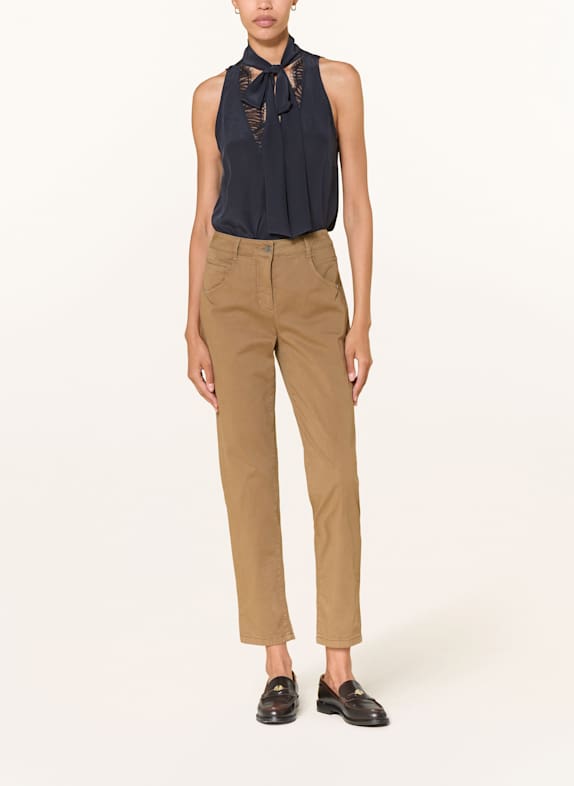 LUISA CERANO Blouse met strik en kant DONKERBLAUW