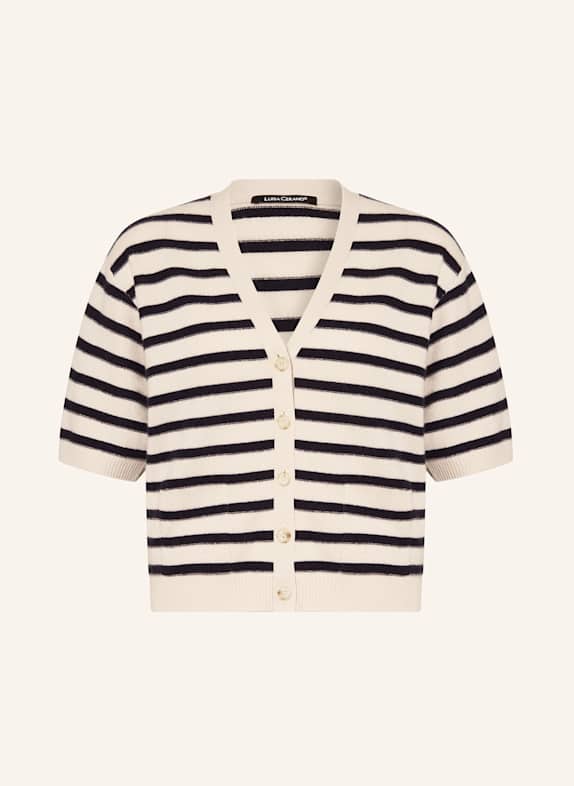 LUISA CERANO Pletený kardigan KRÉMOVÁ / TMAVĚ MODRÁ