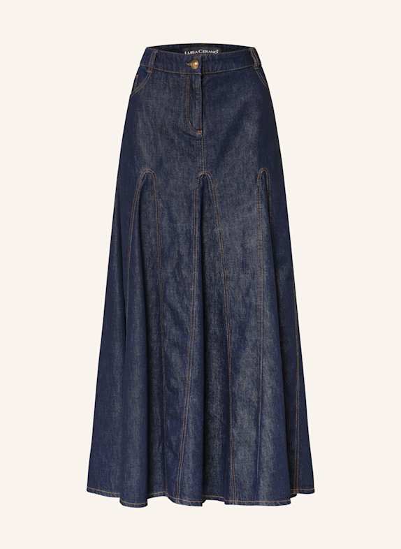 LUISA CERANO Džínová sukně TMAVĚ MODRÁ