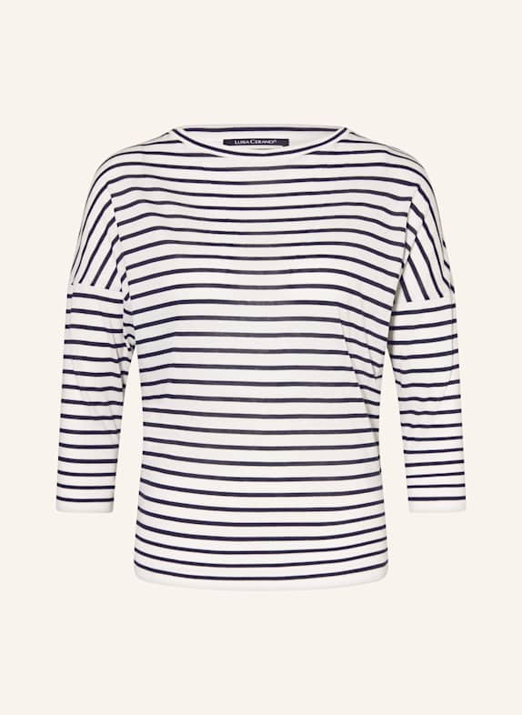 LUISA CERANO Shirt mit 3/4-Arm WEISS / DUNKELBLAU
