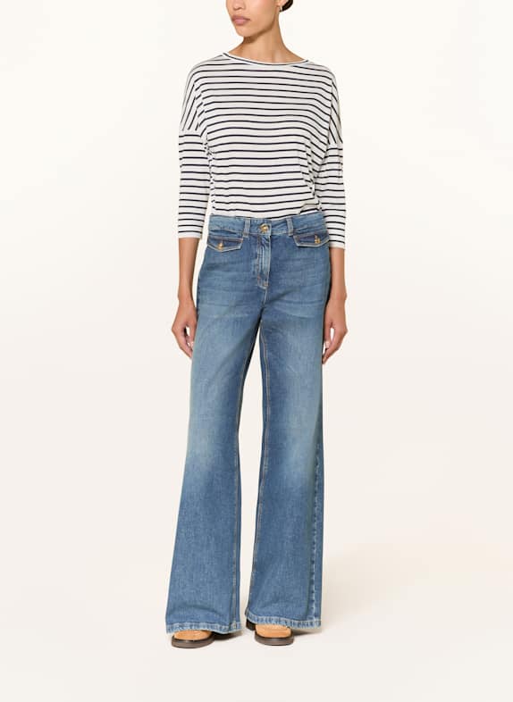 LUISA CERANO Shirt mit 3/4-Arm WEISS / DUNKELBLAU