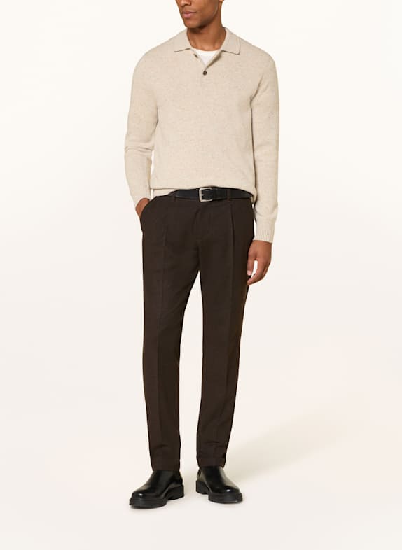 Marc O'Polo Strikket polo-shirt LYSEGRÅ