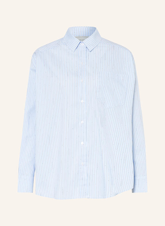 NEO NOIR Hemdbluse DALMA mit Schmucksteinen HELLBLAU / WEISS