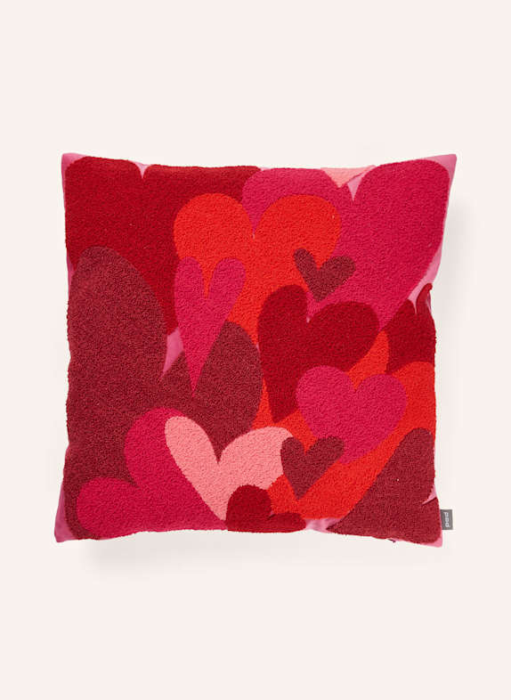 PAD Dekokissenhülle HEARTS EMBROIDERY PINK / DUNKELROT / ORANGE