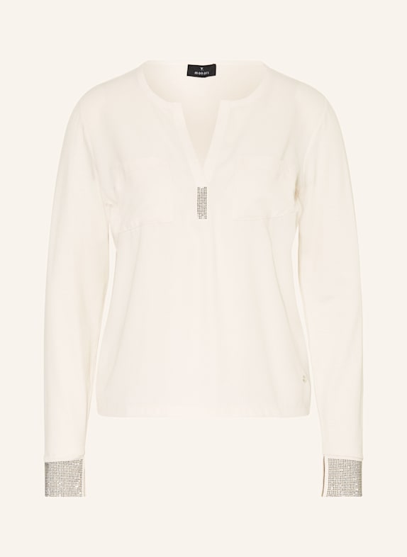 monari Blusenshirt im Materialmix mit Schmucksteinen ECRU