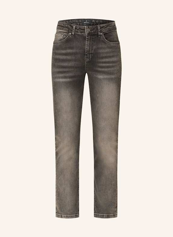 monari Straight Leg Jeans mit Schmucksteinen 885 anthra