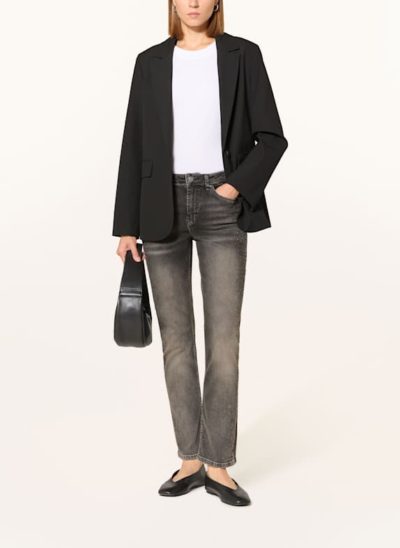 monari Straight Leg Jeans mit Schmucksteinen 885 anthra