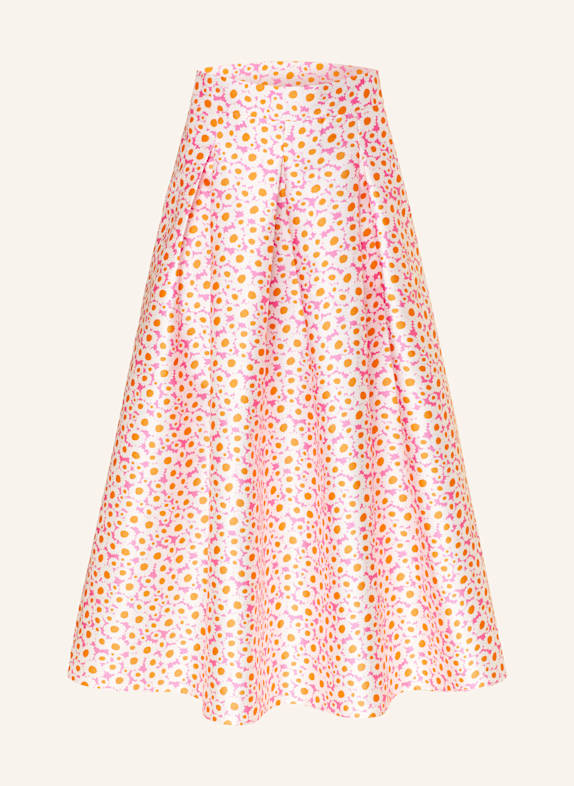 SEM PER LEI jupe plissée BLANC / ROSE FUCHSIA / ORANGE
