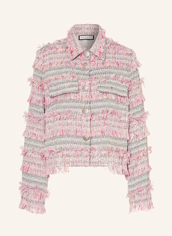 SEM PER LEI Żakiet pudełkowy z bouclé z błyszczącą przędzą RÓŻOWY / SZARY