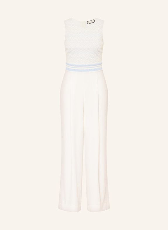 SEM PER LEI Jumpsuit im Materialmix WEISS / HELLBLAU / SILBER