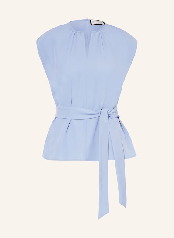 SEM PER LEI Bluzka bez rękawów z falbankami JASNONIEBIESKI