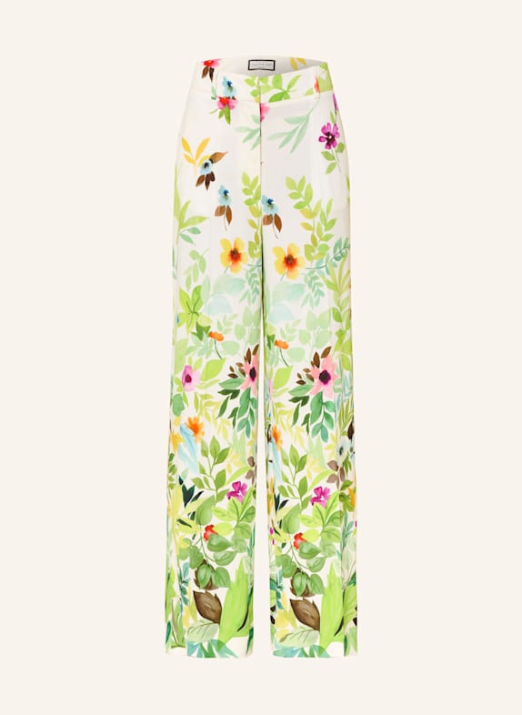 SEM PER LEI Spodnie marlena z satyny BIAŁY / ZIELONY / ŻÓŁTY