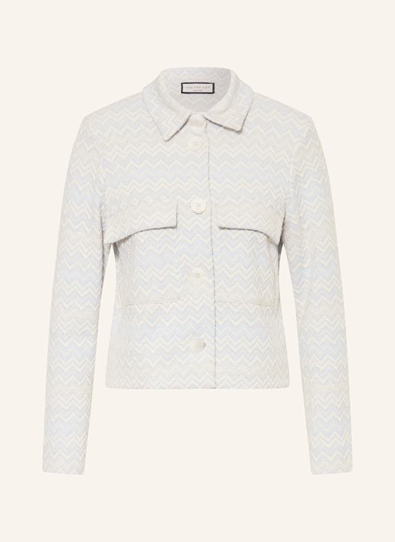 SEM PER LEI Bunda hranatého střihu s třpytivou přízí TMAVĚ MODRÁ / BÍLÁ / STŘÍBRNÁ