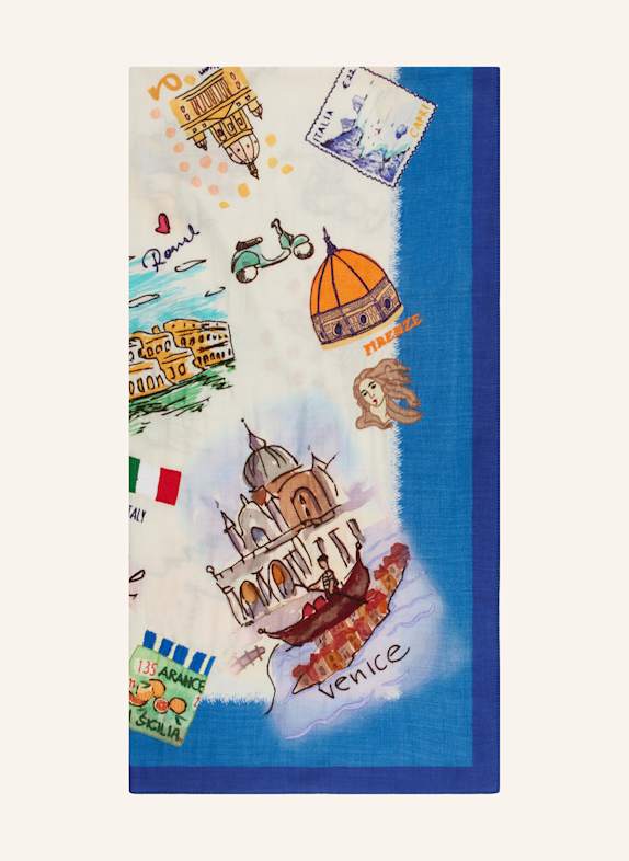 SEM PER LEI Šátek CAPRI MODRÁ / ZELENÁ / ORANŽOVÁ