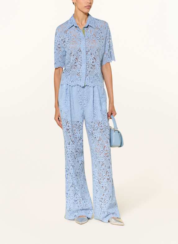 SEM PER LEI Shirt blouse in broderie anglaise LIGHT BLUE