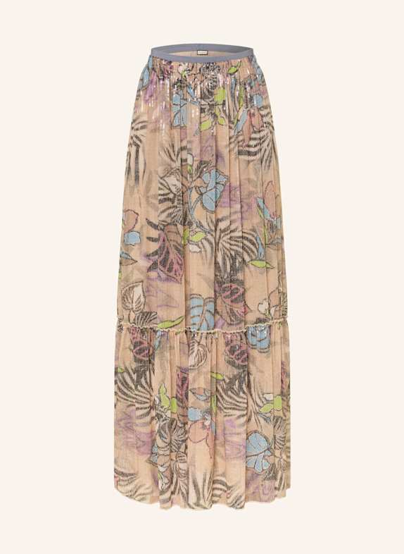 SEM PER LEI Mesh-Rock mit Pailletten HELLBRAUN / SCHWARZ / HELLBLAU