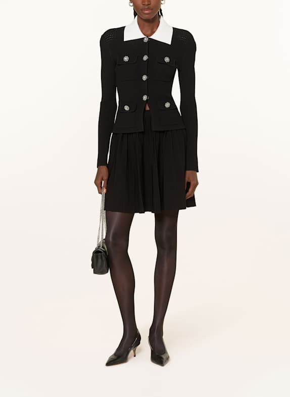 self-portrait Strickkleid mit Schmucksteinen SCHWARZ