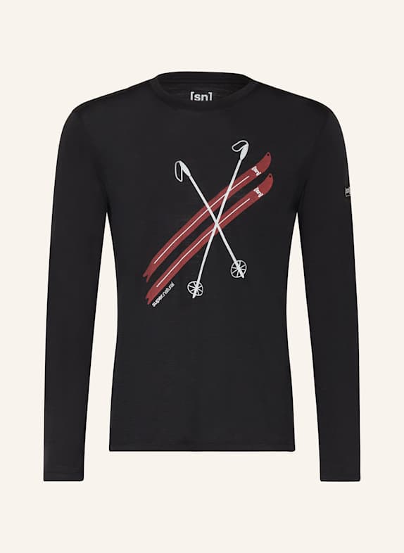 super.natural Longsleeve KRYSSEDE SKI mit Merinowolle SCHWARZ