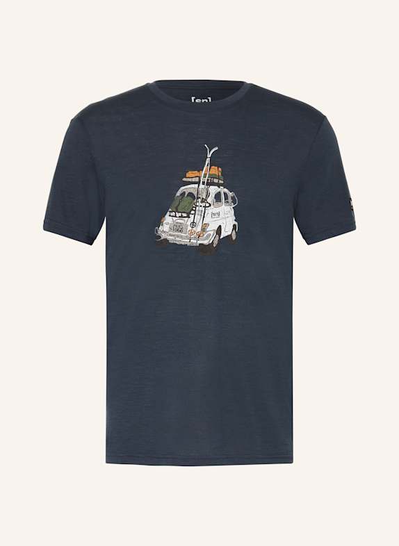 super.natural T-shirt CARSKI z wełną merino GRANATOWY / JASNOCZARY / ZIELONY