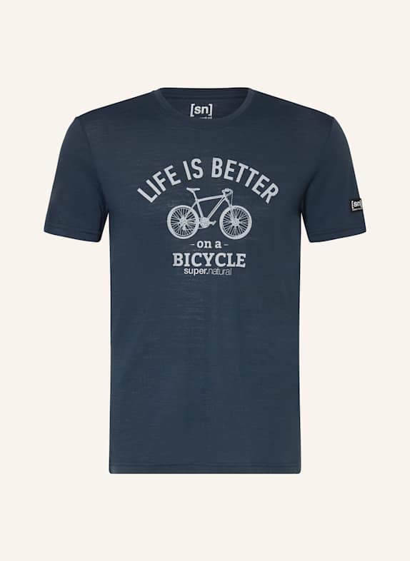 super.natural T-shirt BETTER BIKE z wełną merino GRANATOWY