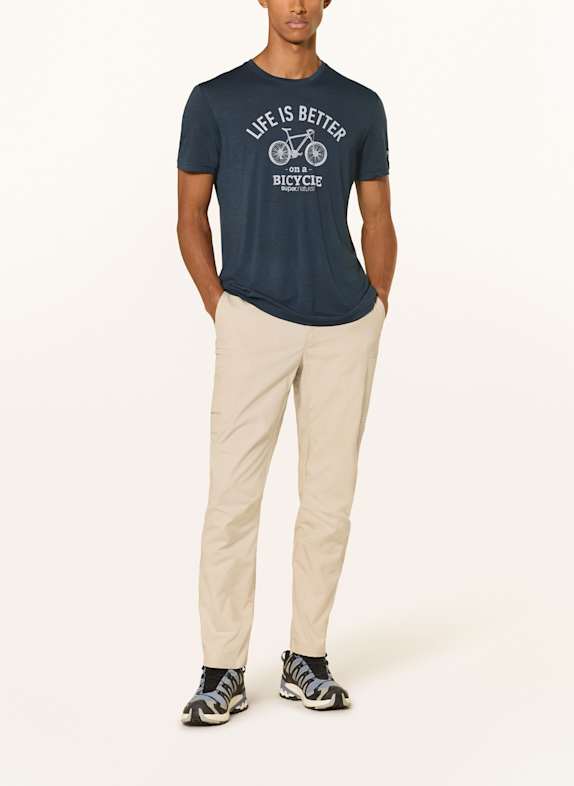 super.natural T-shirt BETTER BIKE met merinowol DONKERBLAUW