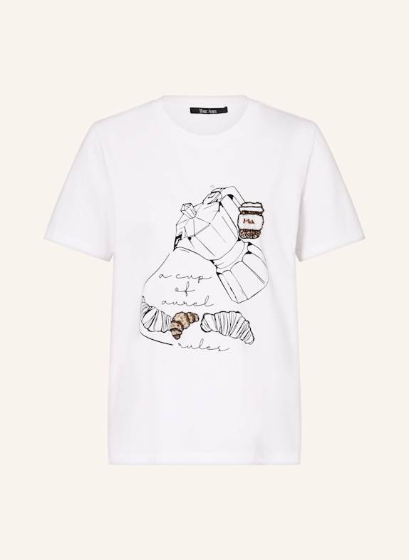 MARC AUREL T-Shirt mit Schmucksteinen WEISS