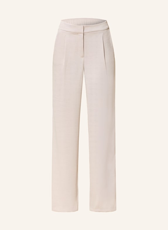 MARC AUREL Wide leg trousers with tuxedo stripes BEIGE / WHITE