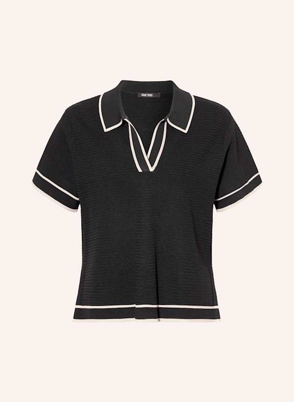MARC AUREL Strick-Poloshirt SCHWARZ / WEISS