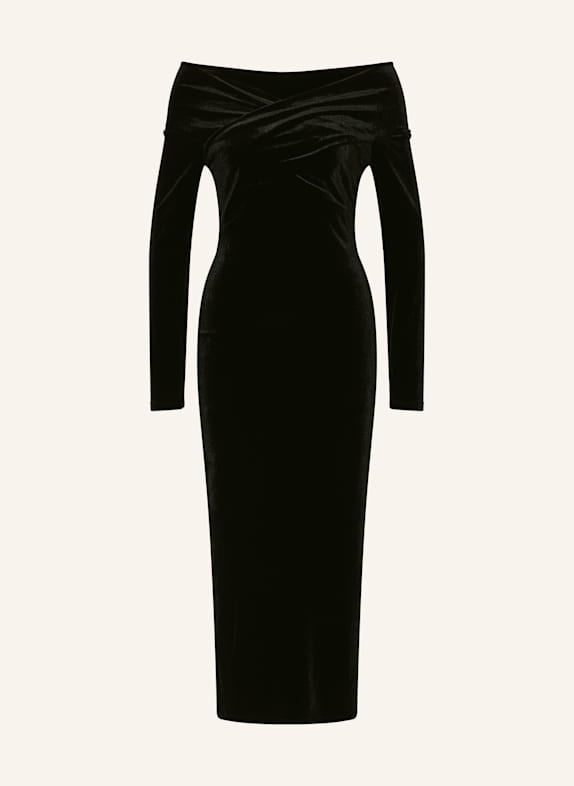 ALLSAINTS Etuikleid DELTA VELVET aus Frottee SCHWARZ