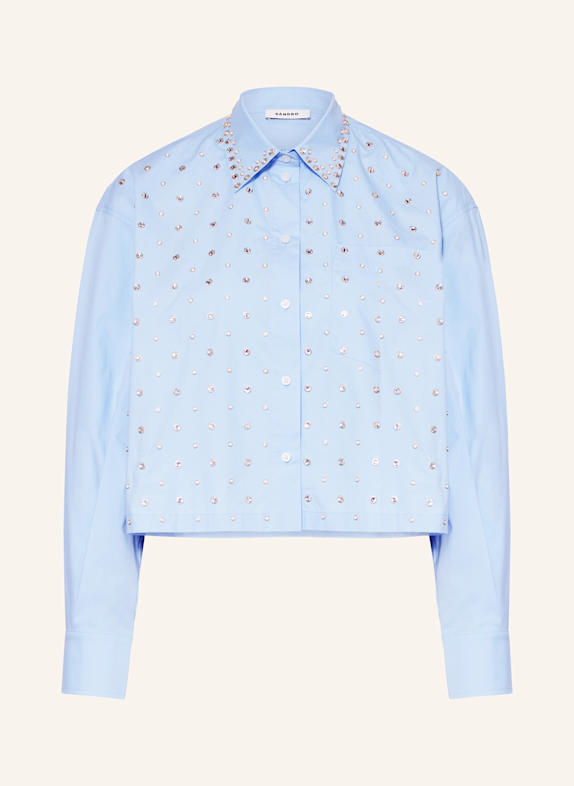 SANDRO Hemdbluse mit Schmucksteinen HELLBLAU / GOLD / SILBER