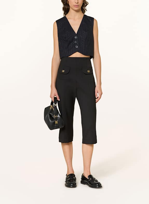 SANDRO Cropped-Blazerweste mit Schmucksteinen DUNKELBLAU / GRAU
