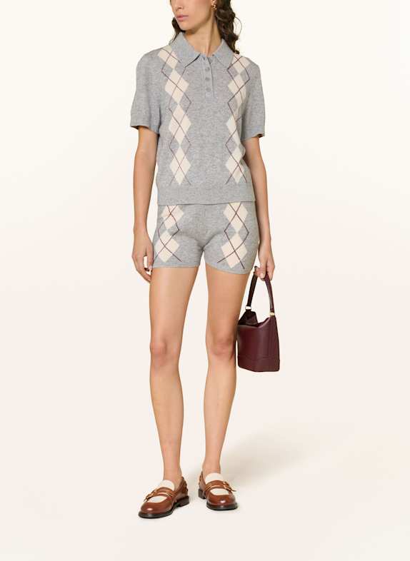 SANDRO Strickshorts GRAU / WEISS / DUNKELROT