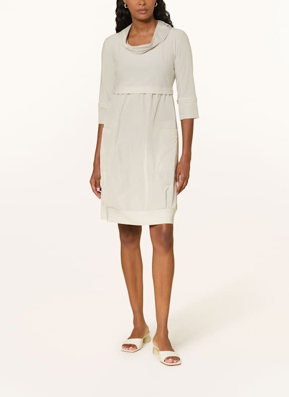 Joseph Ribkoff Dress with 3/4 sleeves in mixed materials CREAM