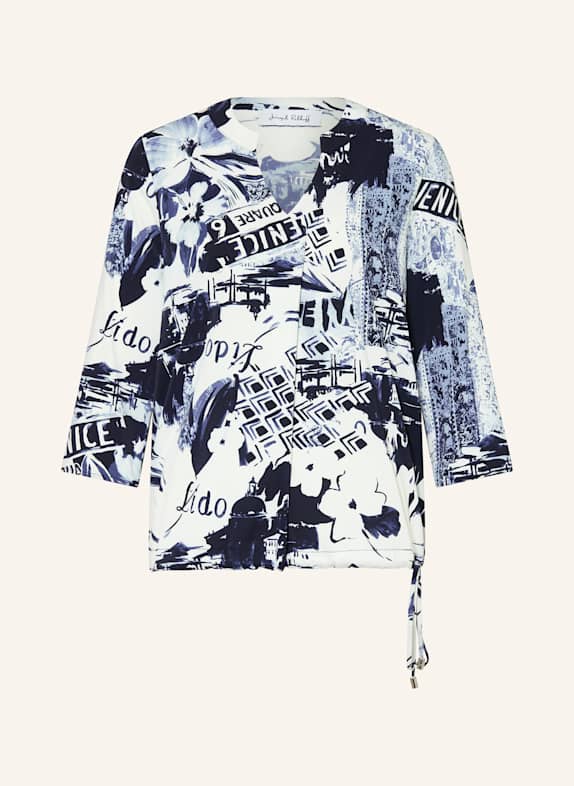 Joseph Ribkoff Blusenshirt aus Satin mit 3/4-Arm DUNKELBLAU / WEISS
