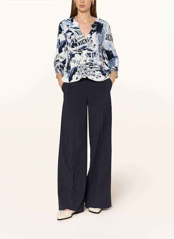 Joseph Ribkoff Blouse van satijn met 3/4-mouwen DONKERBLAUW / WIT