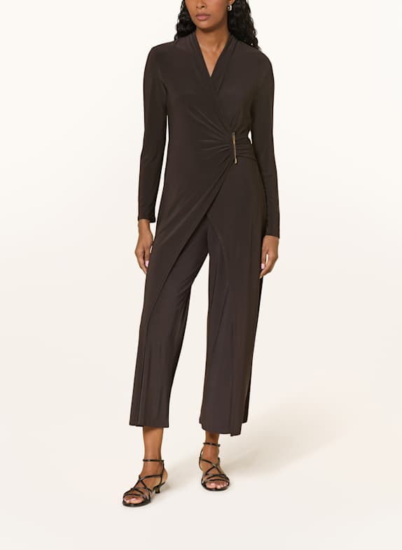 Joseph Ribkoff Jersey-Jumpsuit in Wickeloptik BRAUN / GOLD