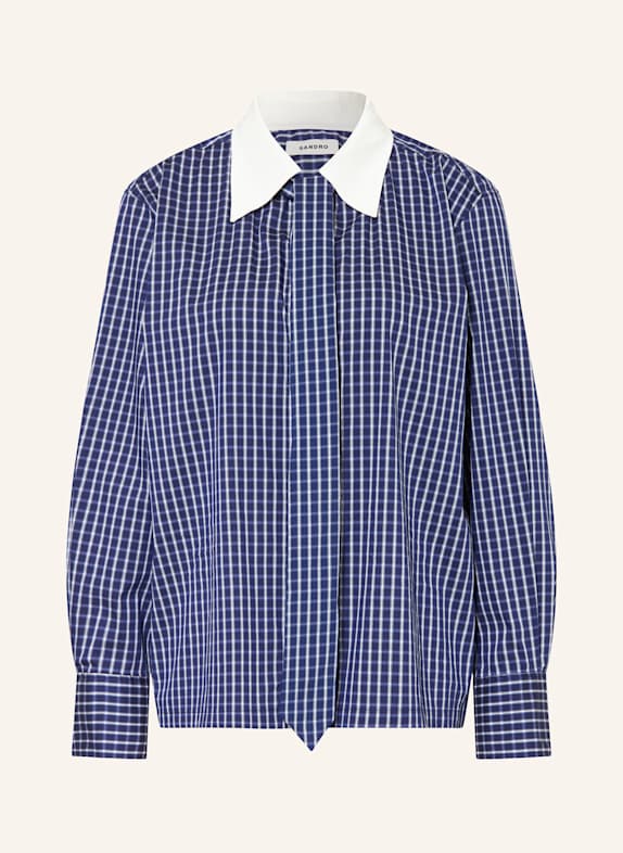 SANDRO Hemdbluse mit abnehmbarer Schluppe DUNKELBLAU / WEISS