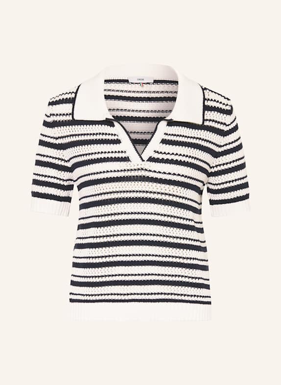 CINQUE Úpletová polokošile CINETARI TMAVĚ MODRÁ / BÍLÁ