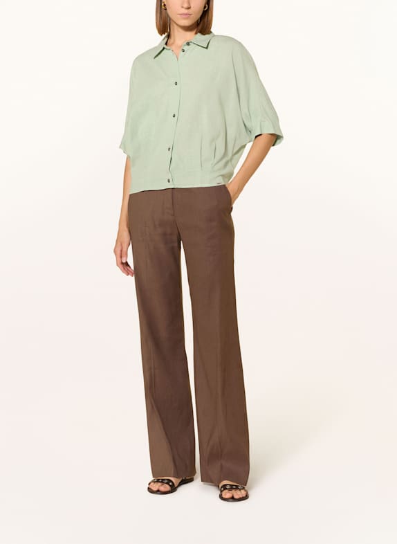 CINQUE CITERNI-blouse met linnen LICHTGROEN