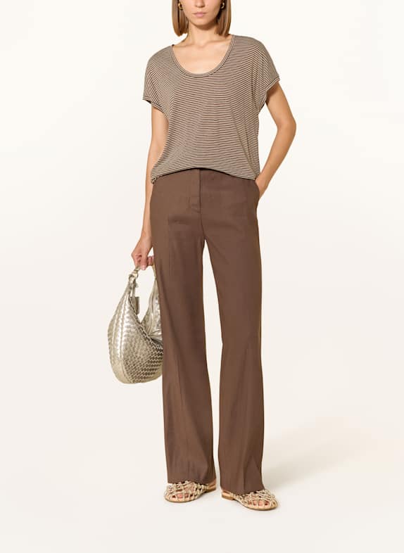 CINQUE CITAKI-T-shirt med linne MÖRKBRUN / BEIGE