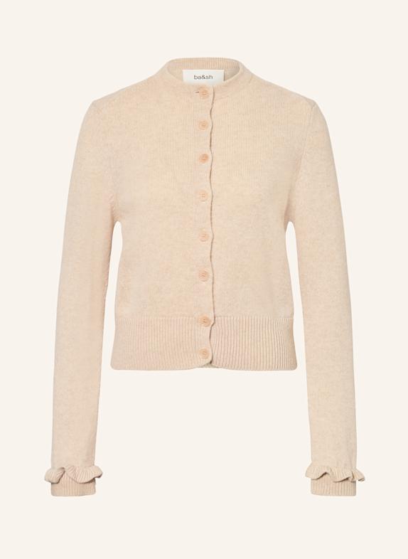 ba&sh Pletený kardigan KARANTE s volánky BÉŽOVÁ