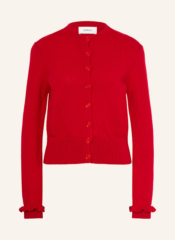 ba&sh Pletený kardigan KARANTE s volánky ČERVENÁ